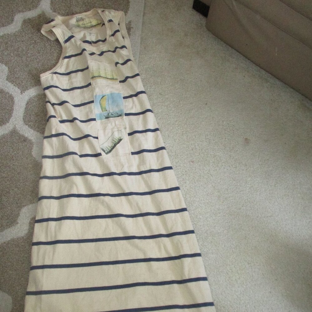vintage made in usa 100% cotton striped long S  Maxi Dress  Sleeveless
